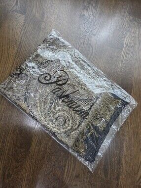 New Pashima Paisley Fringe Scarf in Brown  and Tan
